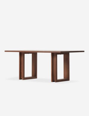 Angled view of the Mannion modern square leg dining table.