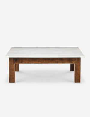 Henshaw rustic square marble top coffee table.