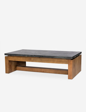 Brickell solid oak and marble top waterfall coffee table.