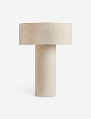 Solstice monochromatic linen column table lamp.