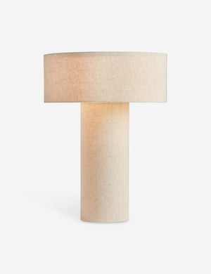 Solstice monochromatic linen column table lamp.