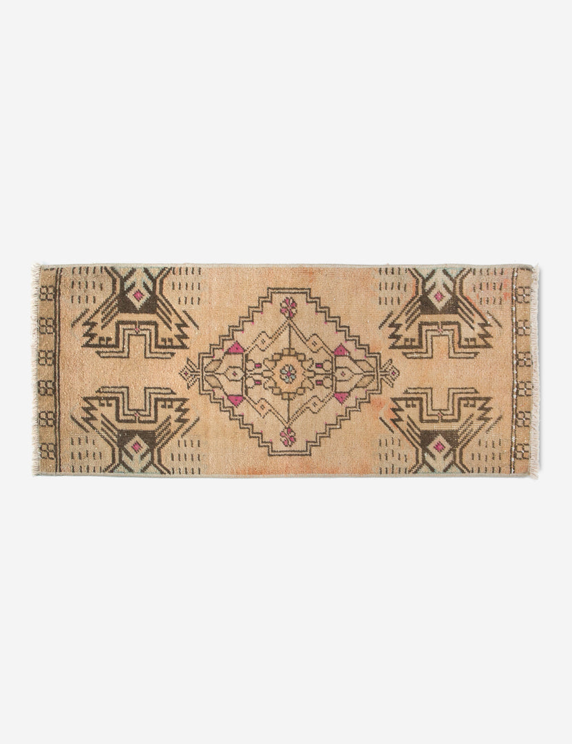 Vintage Turkish Hand-Knotted Wool Mini Rug No. 287, 1'4" x 3'4"