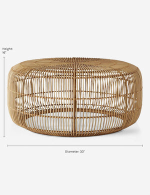 Dimensions on the Amina round coffee table