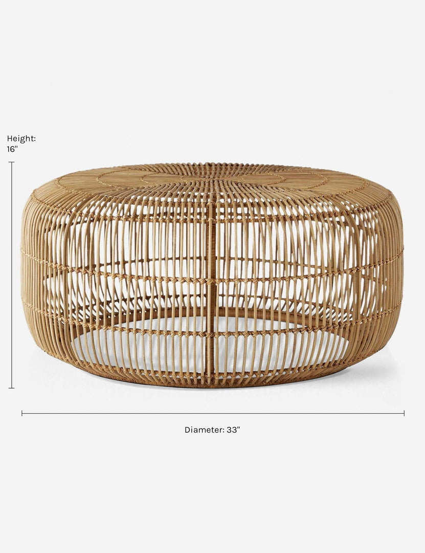 | Dimensions on the Amina round coffee table