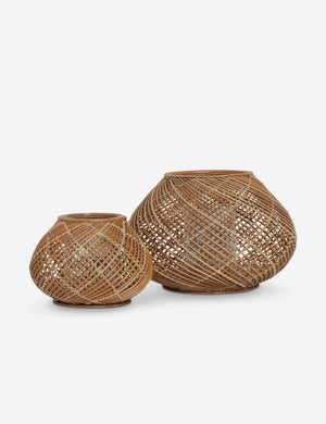 Argos small and medium modern woven lantern candleholder.