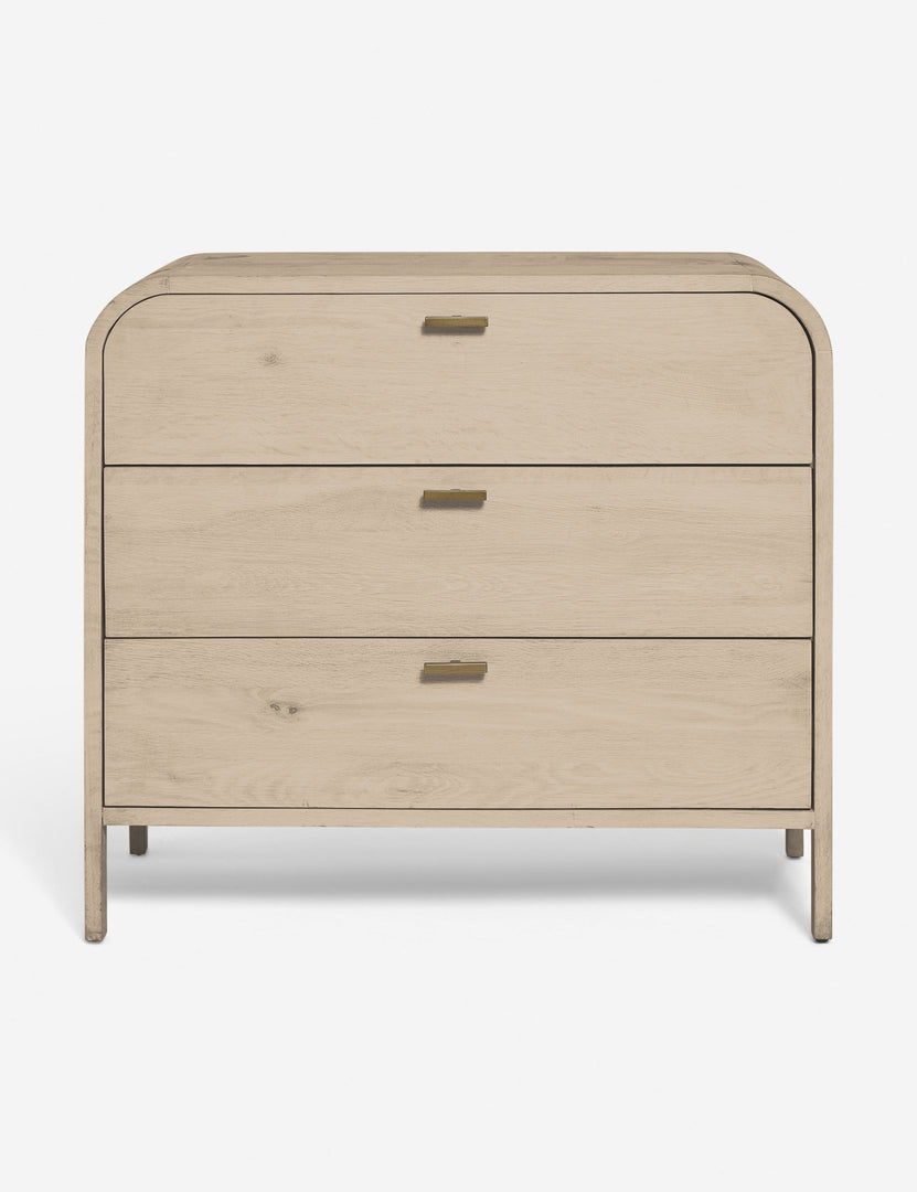 #color::natural | Brooke 3-drawer white-washed oak dresser with rounded corners and iron pulls