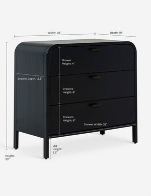 Dimensions on the Brooke 3 Drawer Dresser