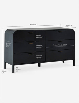 Dimensions on the Brooke 6 Drawer Dresser