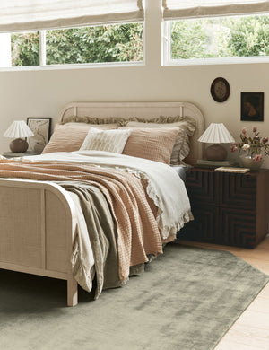 Brooke whitewashed platform bed with cane paneling