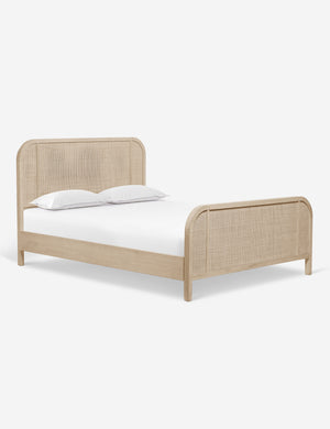 Brooke whitewashed platform bed with cane paneling