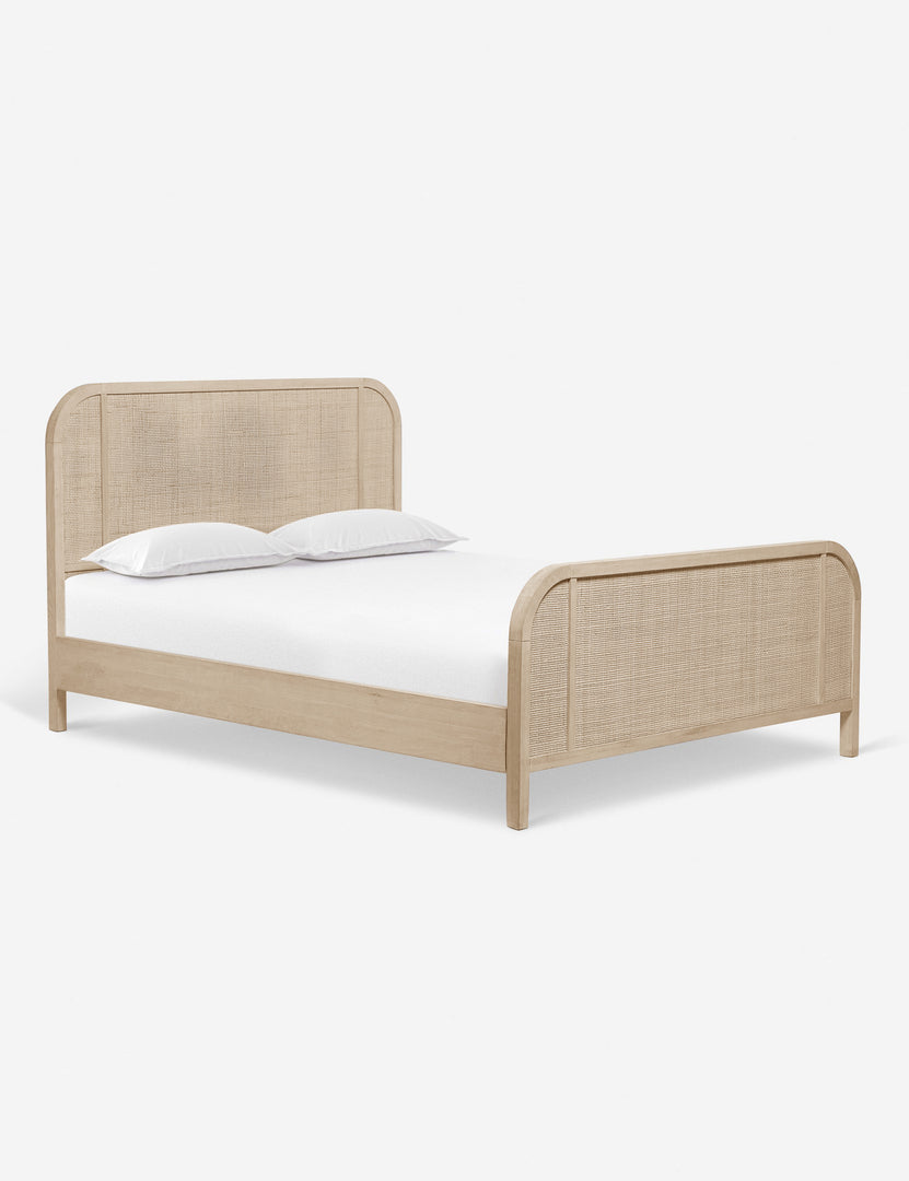 #color::natural #size::king #size::queen | Brooke whitewashed platform bed with cane paneling