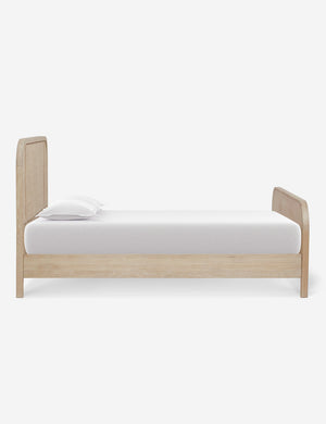 Brooke whitewashed platform bed with cane paneling