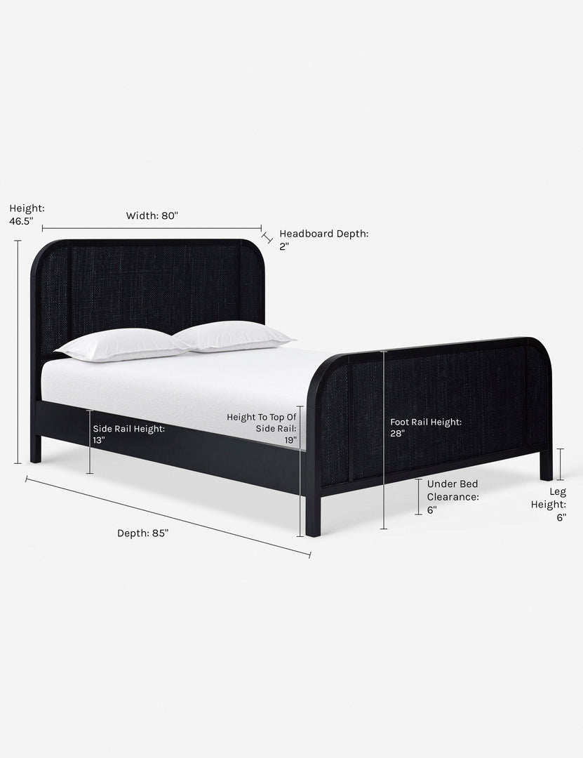 #color::black #size::king | Dimensions on the Brooke queen sized bed