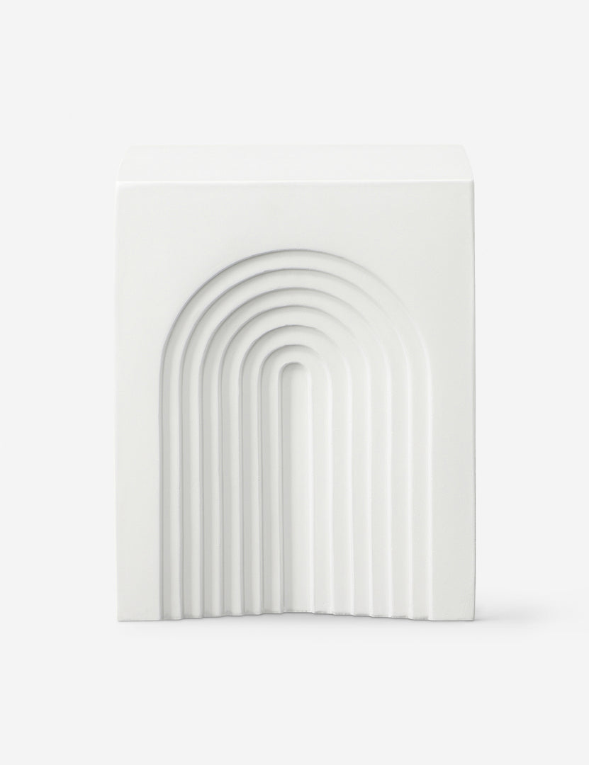 #color::white | Side of the Manzano square modern concrete side table.