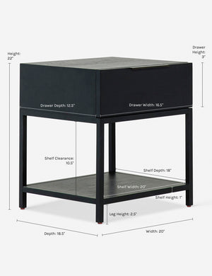 Dimensions on the Dana Nightstand