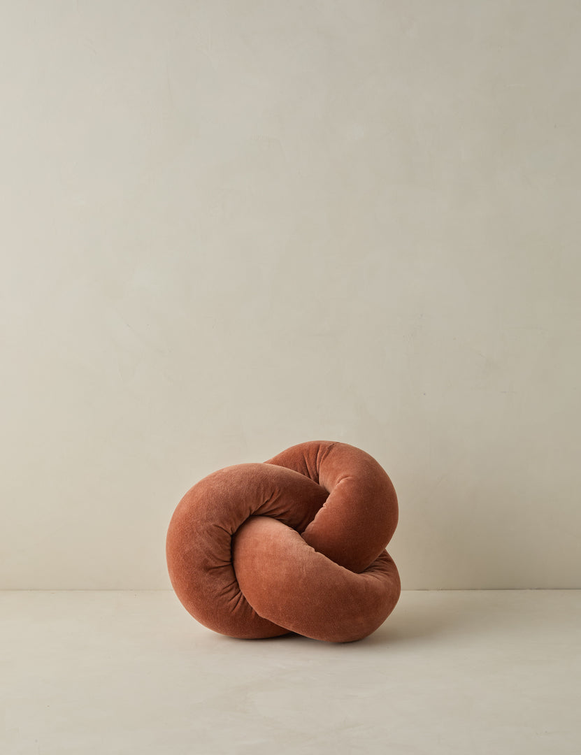 #color::burnt-orange | Dewey velvet knot ball pillow.