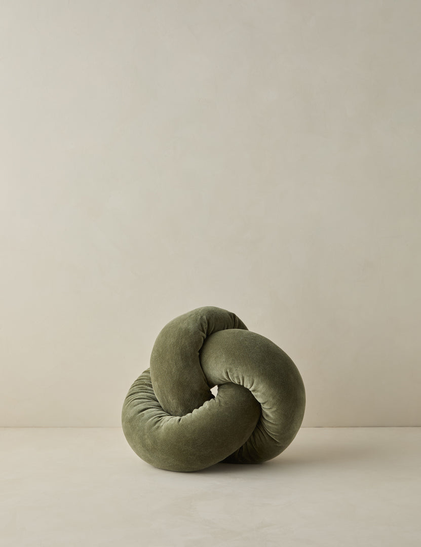 #color::moss | Dewey velvet knot ball pillow.