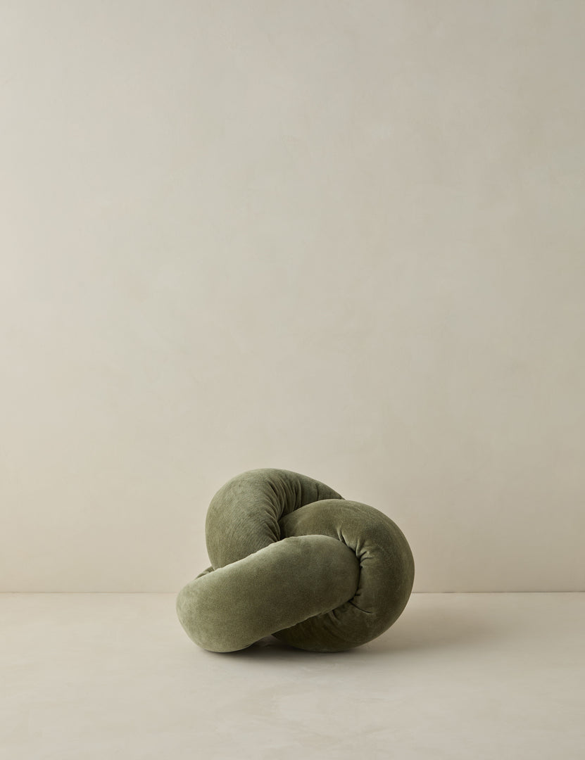 #color::moss | Dewey velvet knot ball pillow.