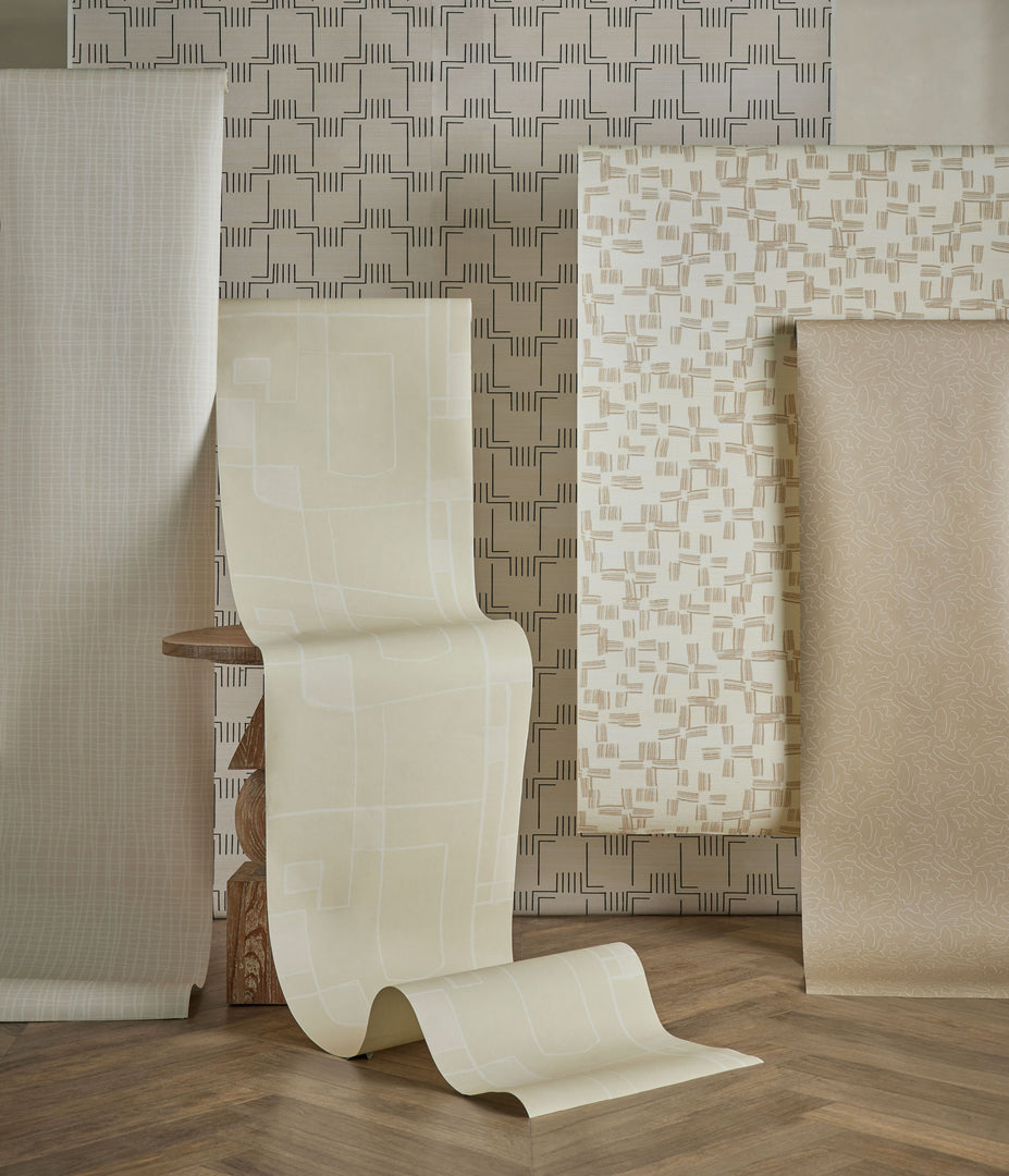 #color::ivory | Crossmarks Grasscloth Wallpaper by Élan Byrd