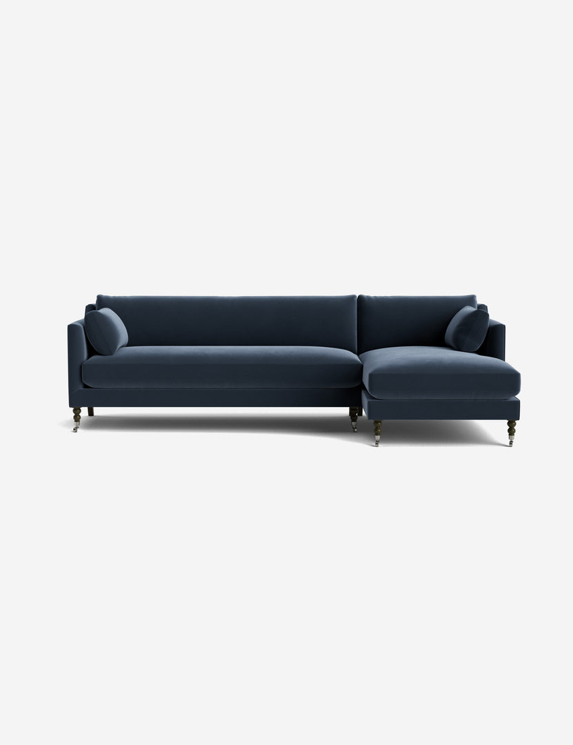 #color::blue-modern-velvet #leg-finish::chocolate-and-pewter #configuration::right-facing