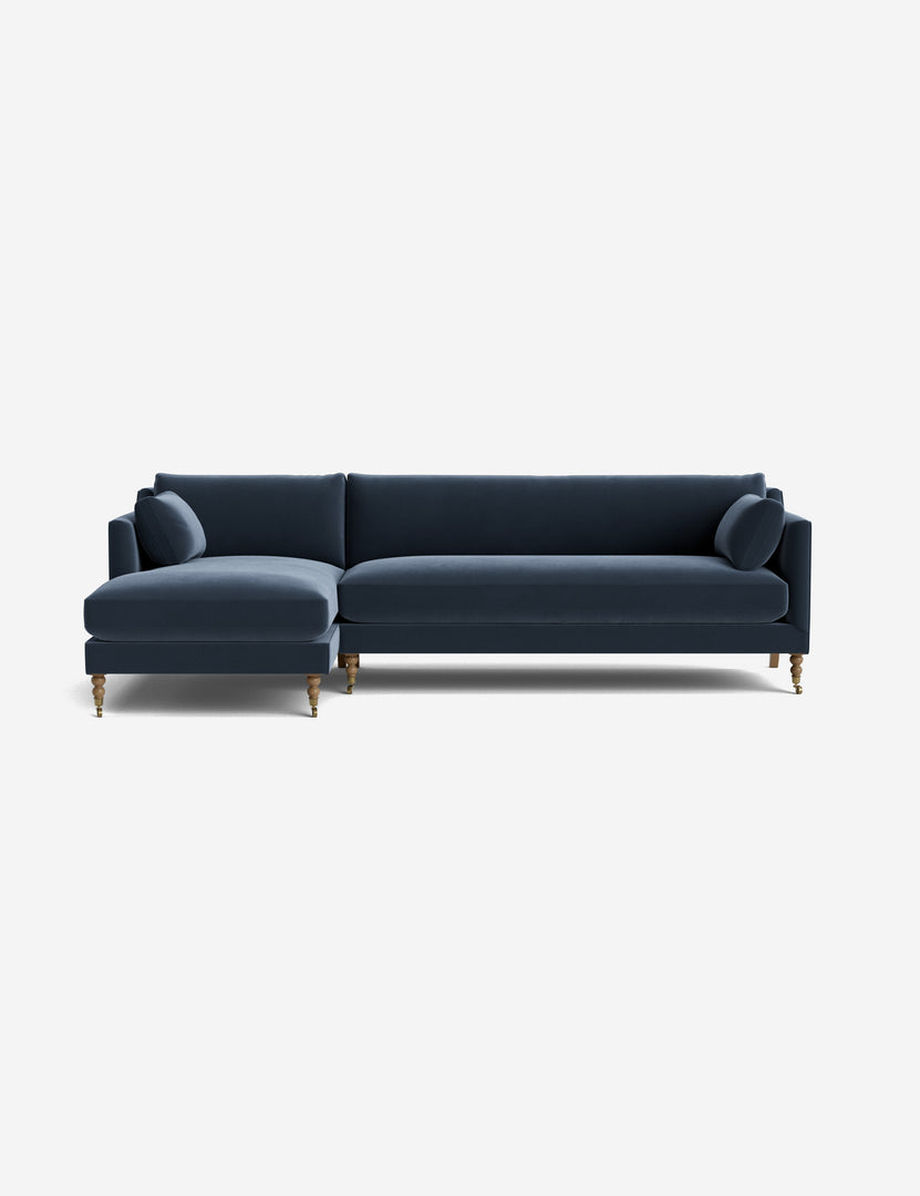 #color::blue-modern-velvet #leg-finish::latte-and-brass #configuration::left-facing