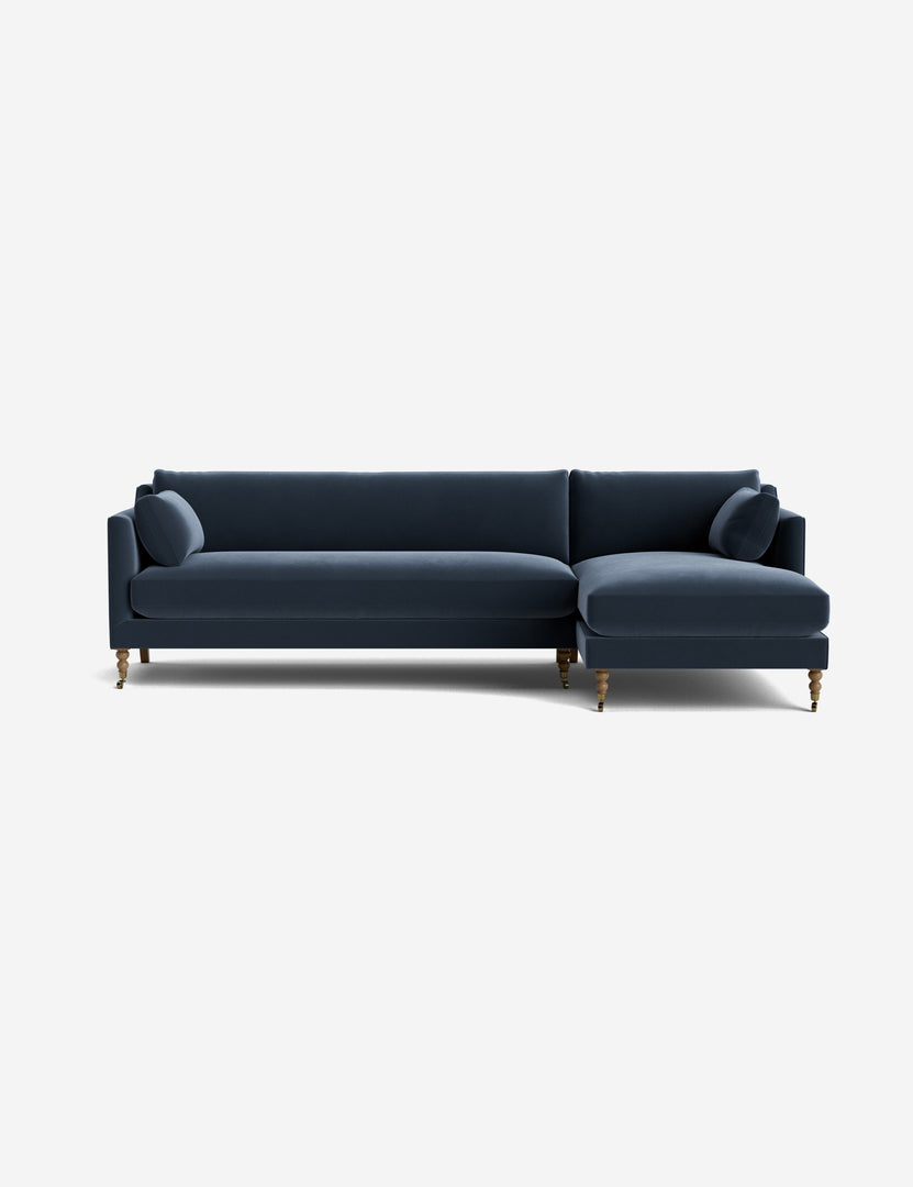 #color::blue-modern-velvet #leg-finish::latte-and-brass #configuration::right-facing