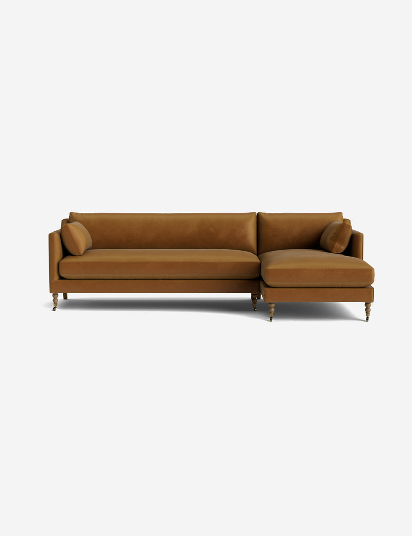 #color::cognac-velvet #leg-finish::latte-and-brass #configuration::right-facing