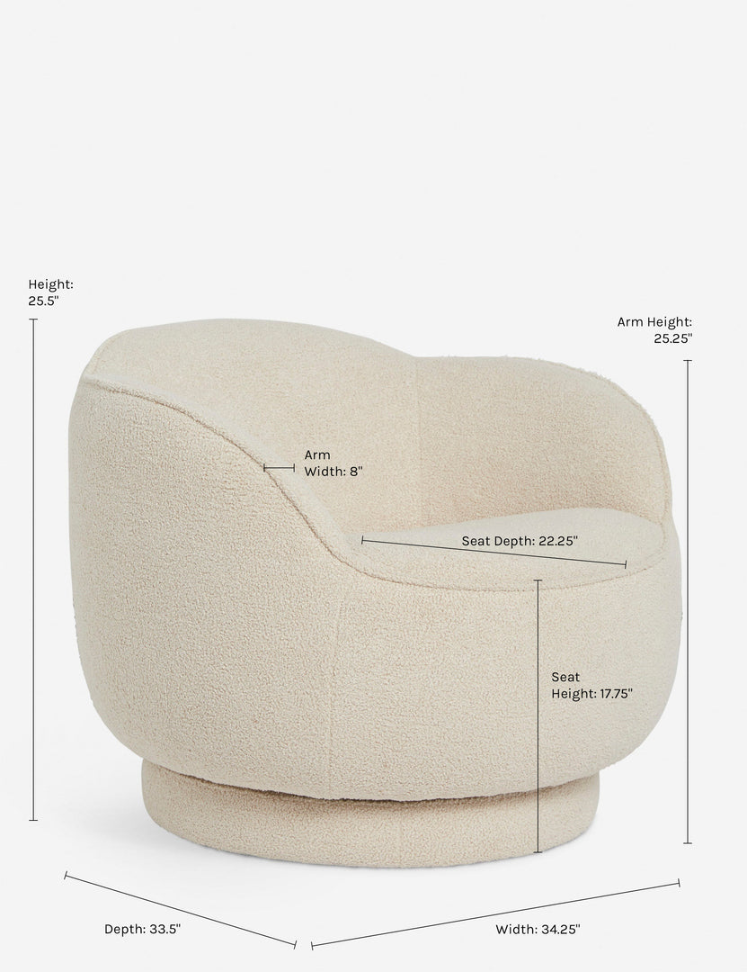 #color::teddy-boucle | Dimensions on the Fern Swivel Chair