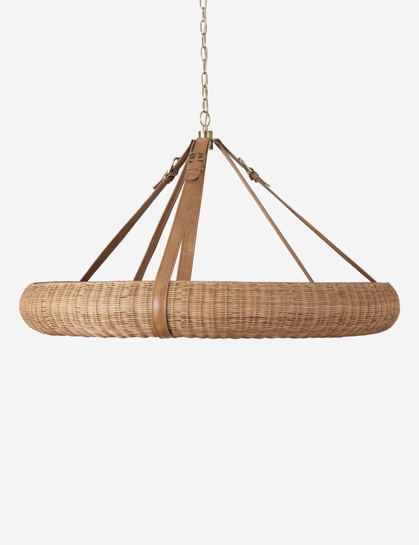 #color::natural #size::42-dia | Harlan large woven rattan ring chandelier.