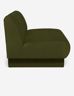 Side of the Lena Cognac Velvet armless sofa