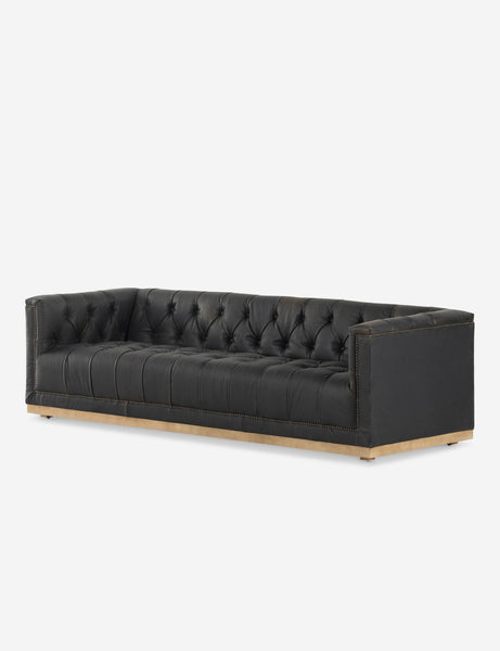 Afia Leather Sofa, Distressed Black