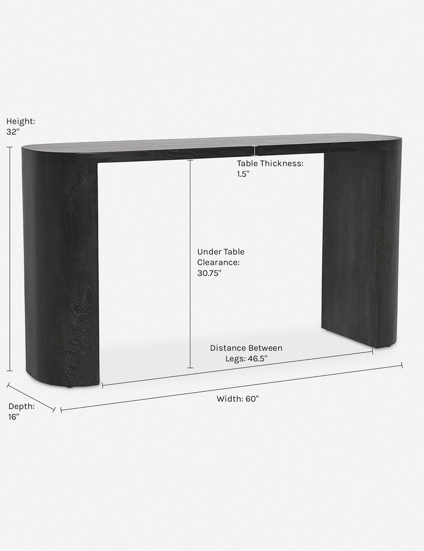 #color::black | Dimensions on the Luna Console Table