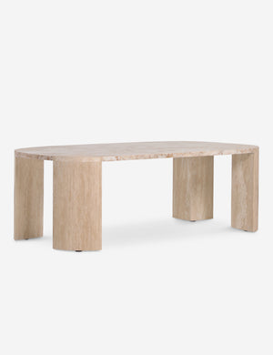 Mahoe oval marble and travertine coffee table by Carly Cushnie.