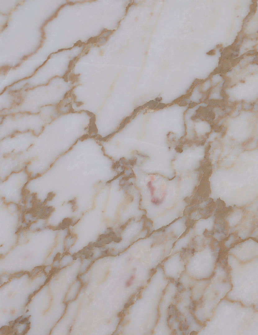 #color::travertine-and-marble | Close up of the top of the Mahoe oval marble and travertine coffee table by Carly Cushnie.