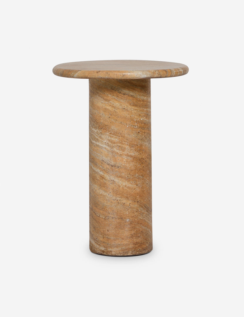 #color::faux-canyon-travertine | Mona round stone drink table.