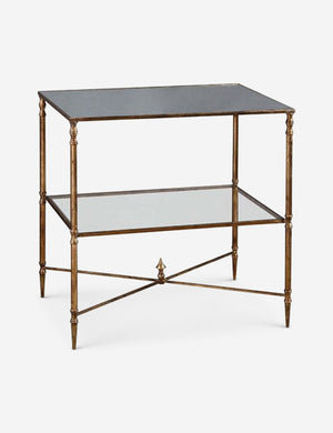 Nicolina side table with mirrored top and gold finish