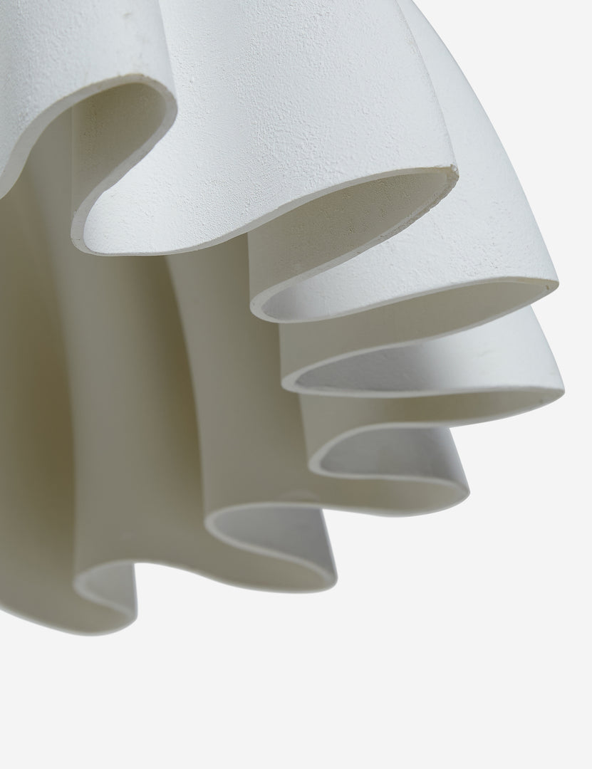 #color::white #size::20-dia | Close up of the shade of the Nita pleated shade pendant light.