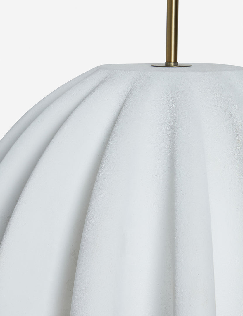 #color::white #size::20-dia | Close up of the Nita pleated shade pendant light.