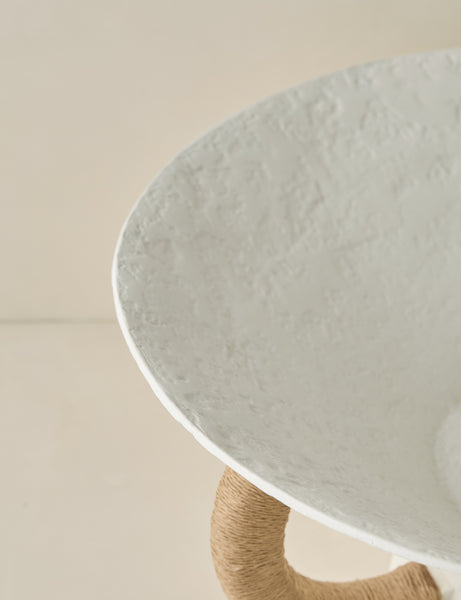 #color::white | Close up of the Olea modern decorative pedestal bowl.