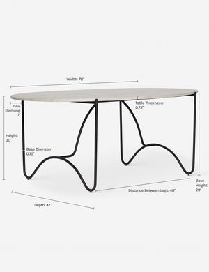 Dimensions on the Peggy Indoor Outdoor Oval Dining Table