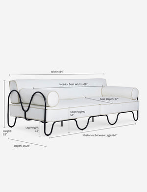 Dimensions on the Peggy Indoor Outdoor Sofa