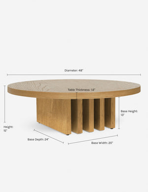 Dimensions on the Pentwater natural wooden Round Coffee Table