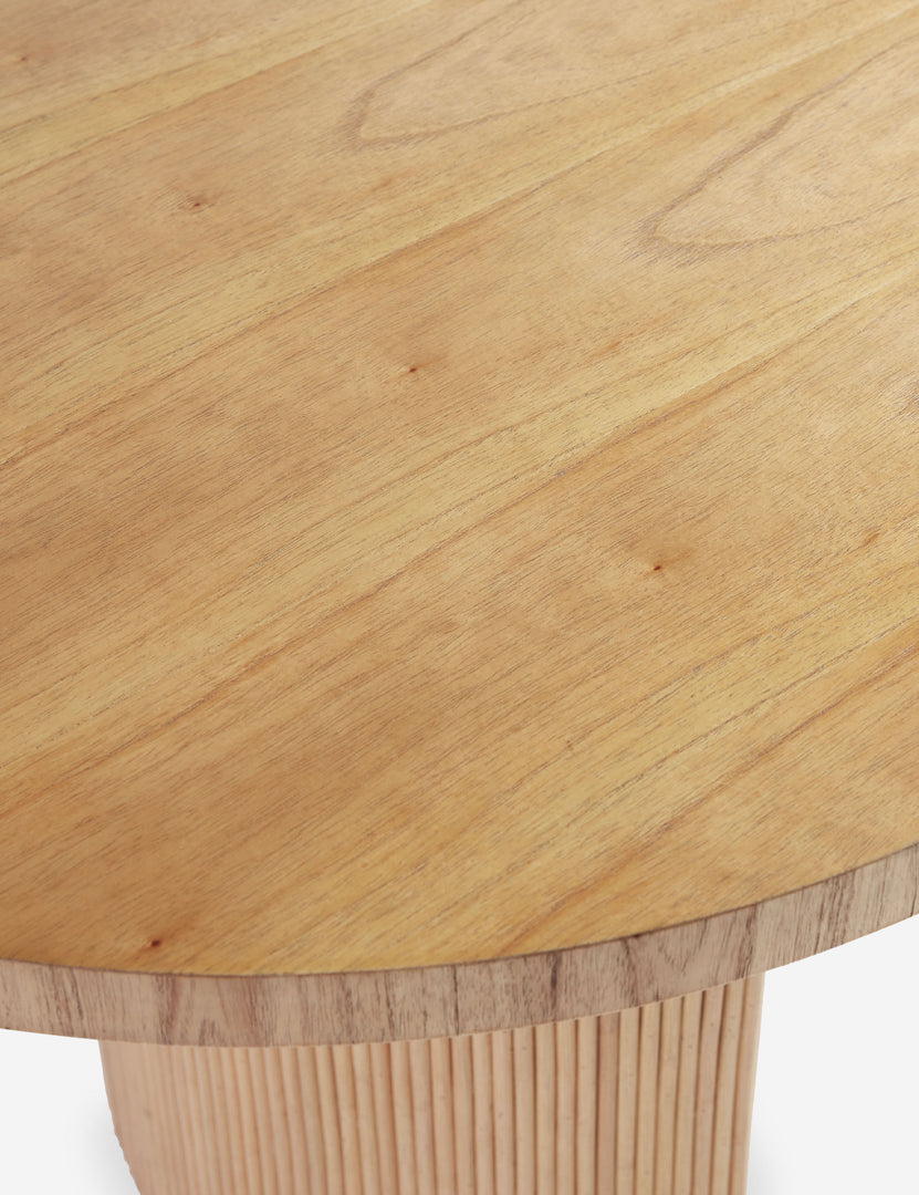 #color::natural | Wood grain of the Elvia oval rattan stacked leg dining table