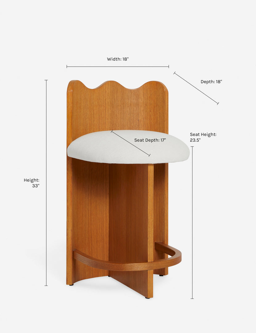 #color::honey-oak | Dimensions on the Ripple Counter Stool