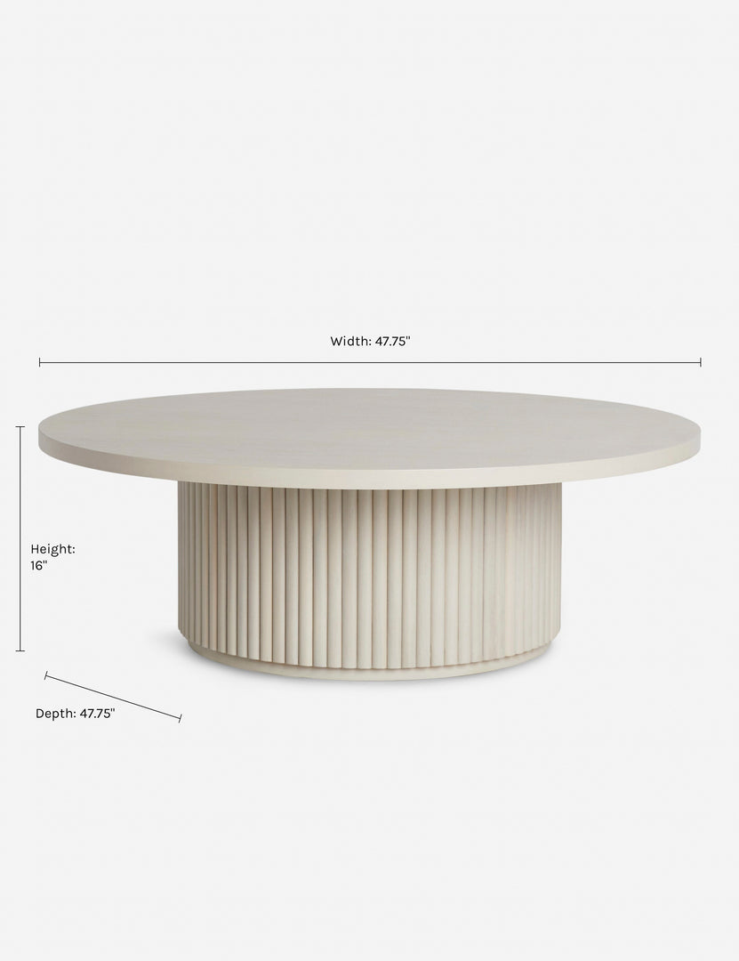 #color::natural-oak #color::white-wash | Dimensions on the Rutherford Round Coffee Table