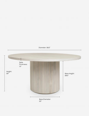 Dimensions on the Rutherford Round Dining Table