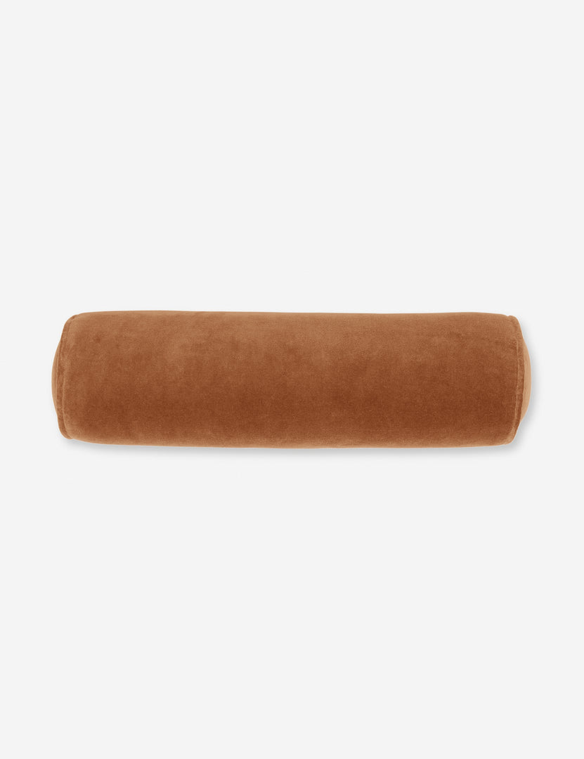 #color::burnt-orange | Sabine burnt orange velvet cylindrical bolster pillow