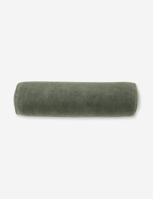 Sabine moss green velvet cylindrical bolster pillow