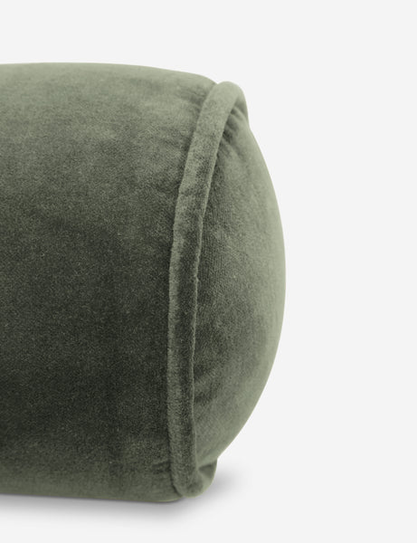 #color::moss | Sabine moss green velvet cylindrical bolster pillow