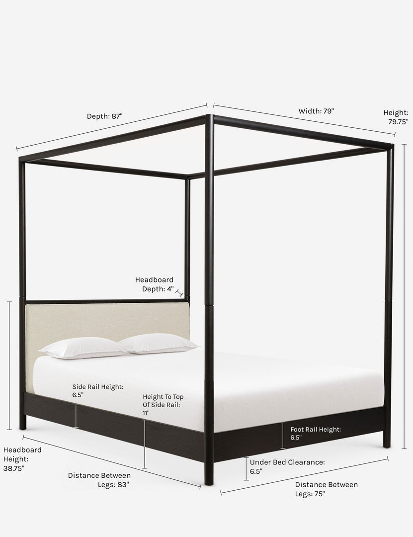 #color::black #size::king | Dimensions on the Simonette King Canopy Bed